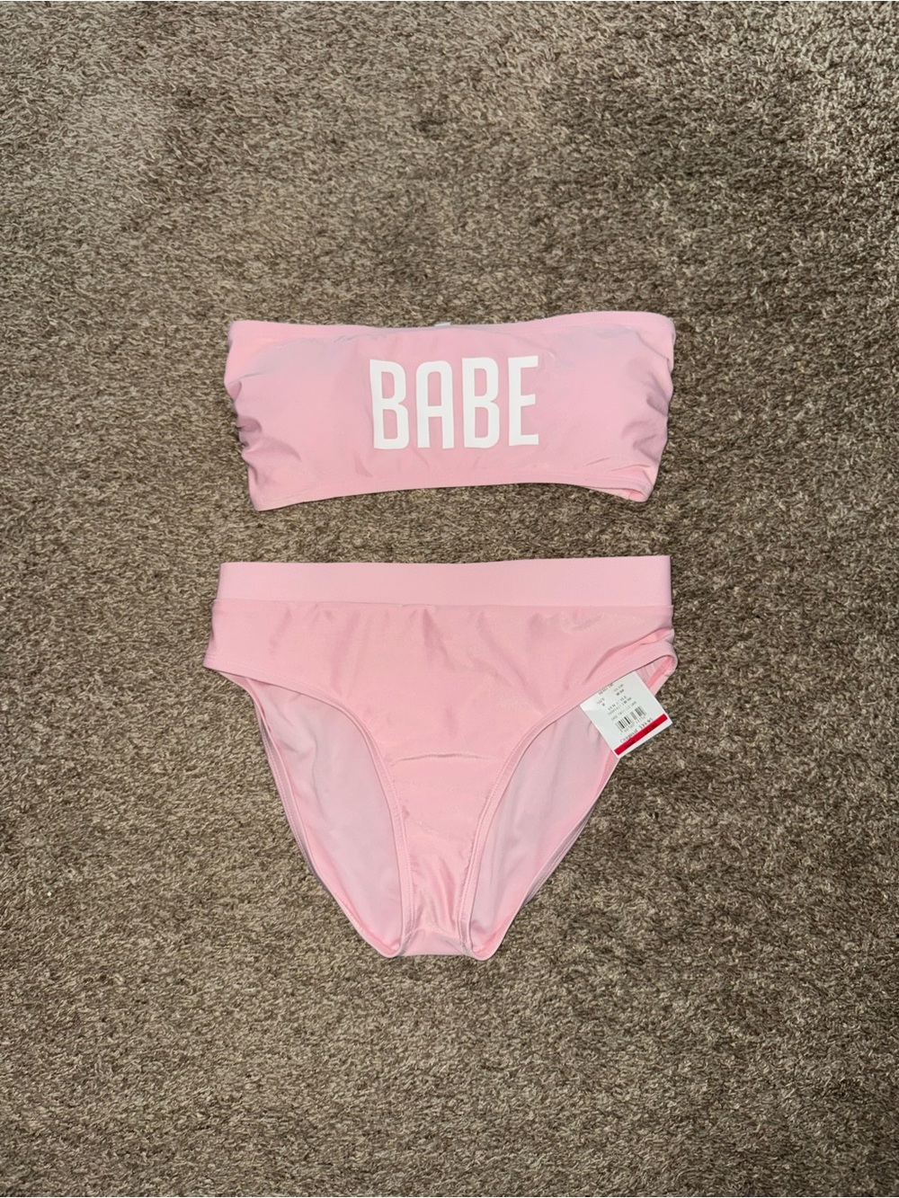 Babe Pink Tube Bandeau Bikini Set - Woman Swim David’s Bridal